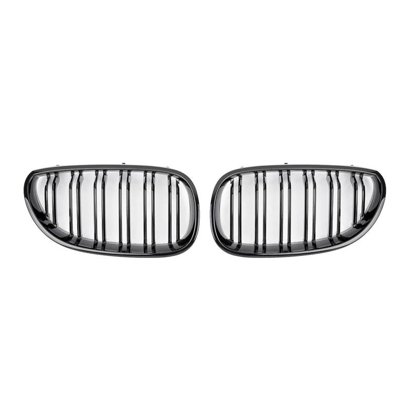 Auto Frontgrill Auto Front Stoßstange Kühlergrill Nieren Racing Grill Gitter Für E60 E61 5 Serie 2003-2009 Glanz Schwarz Auto Neue Doppel Lamellen Kühlergrill(Glossy Black) von MINIKS