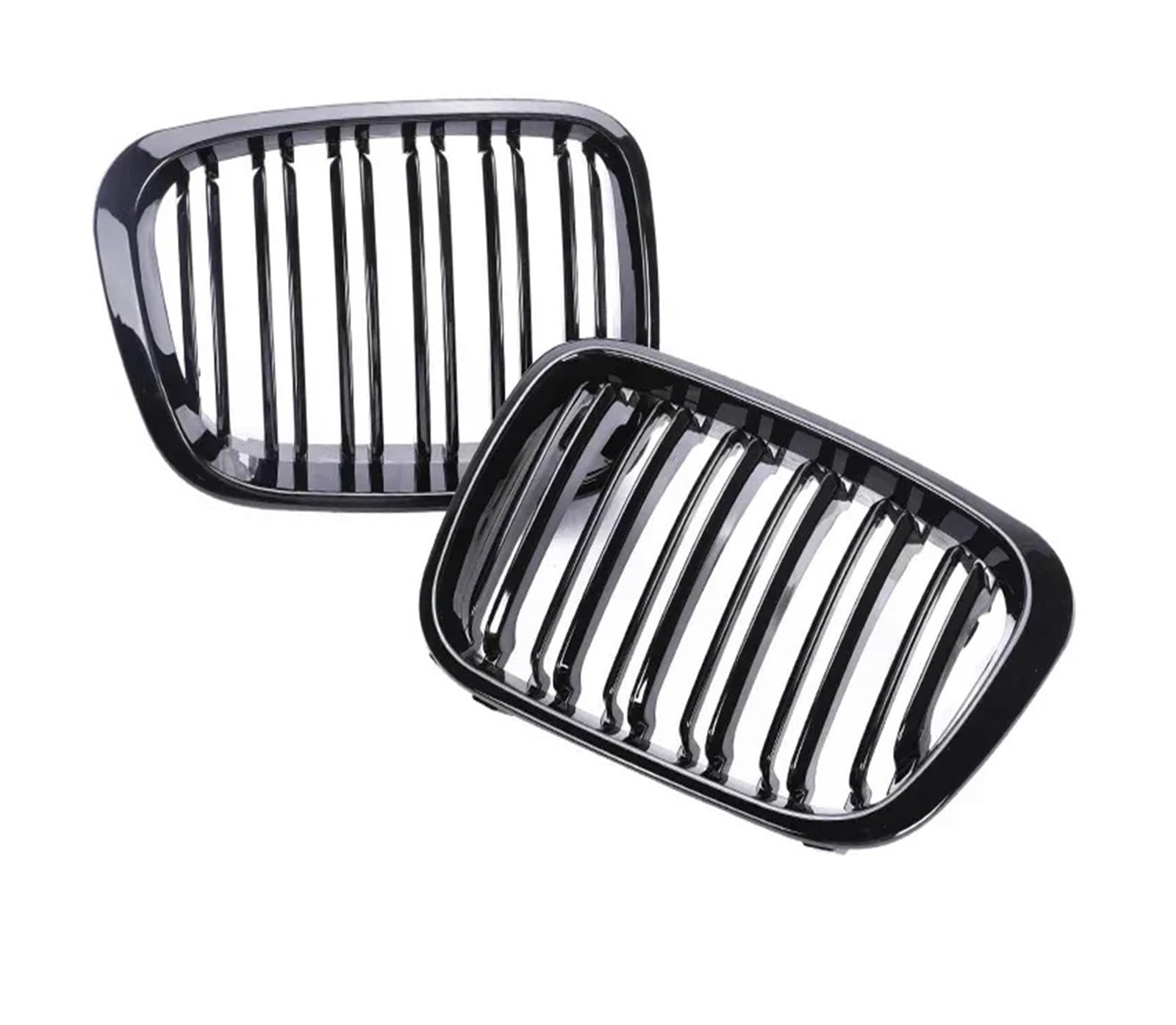 Auto Frontgrill Für 3er E46 1998 1999 2000 2001 Auto Frontstoßstangengrill 2/4 Türen Schwarz Glänzend Einzel-Doppellamellen-Nieren-Renngrill Zubehör Kühlergrill(4 Dual Gloss Black) von MINIKS