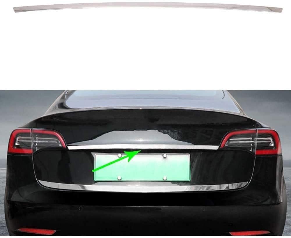 Auto Heckklappen Stylingleisten Edelstahl Chrom für Tesla Model 3 2018-2020, Auto Heckklappe Zierleiste Kofferraum Stylingleisten Aufkleber Dekoration ZubehöR von MINIKS