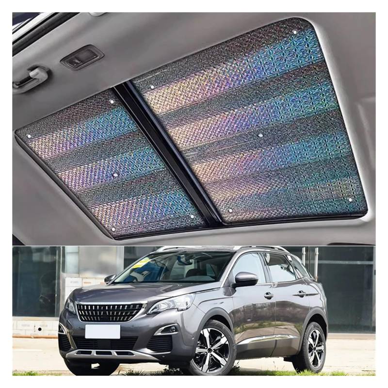 Autofenster Für Peugeot 3008 2019 Buntes Reflektierendes Muster Auto-Sonnenschutz UV-Schutz Vorhang Auto-Schiebedach Sonnenschutz Auto Sonnenschutz von MINIKS