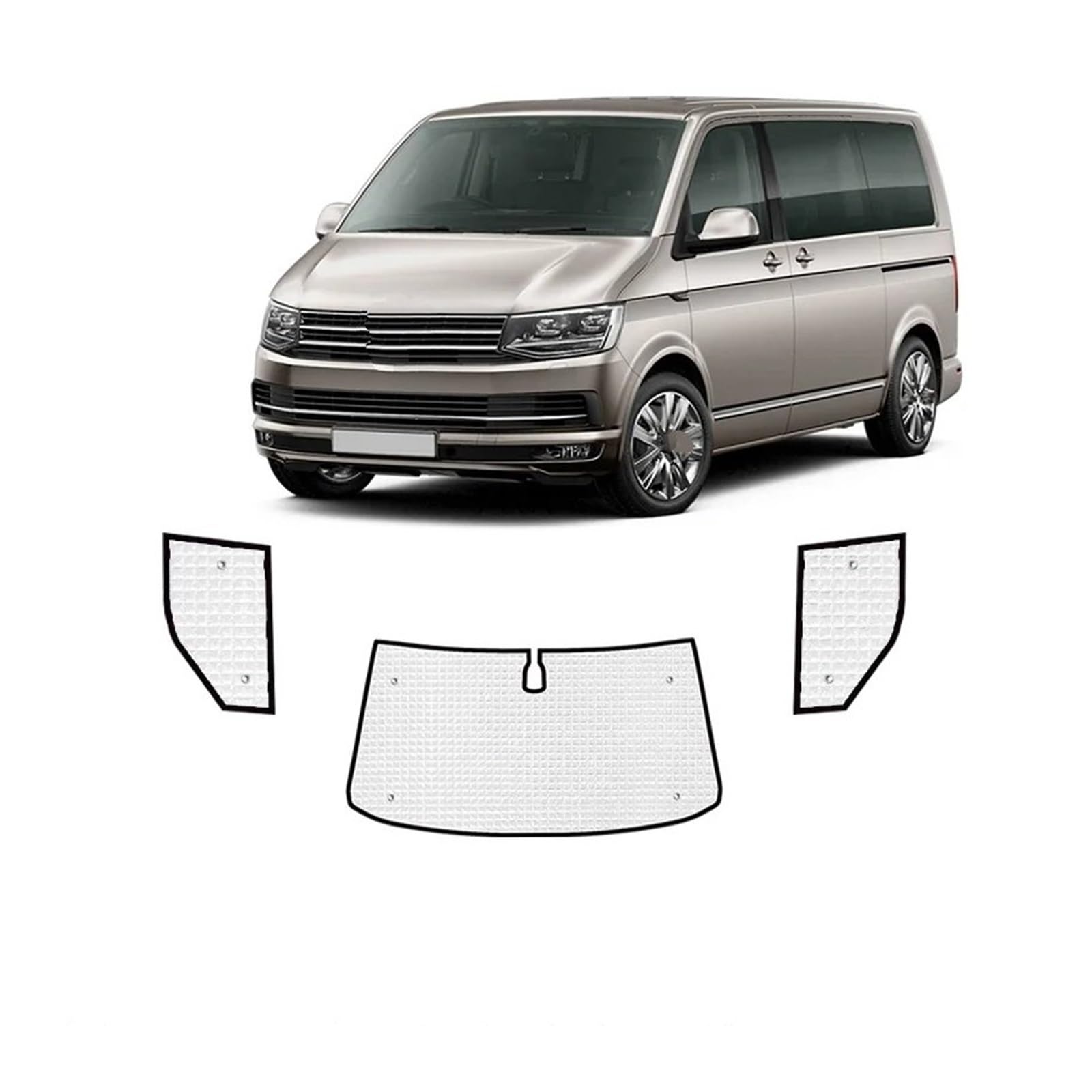 Autofenster Für VW Für Transporter Für T5 Für Caravelle Für Multivan Für Doubleback 2003~2015 Volle Abdeckungen Sonnenschirme SWB Auto Visier Zubehör Auto Sonnenschutz(Front Windows) von MINIKS