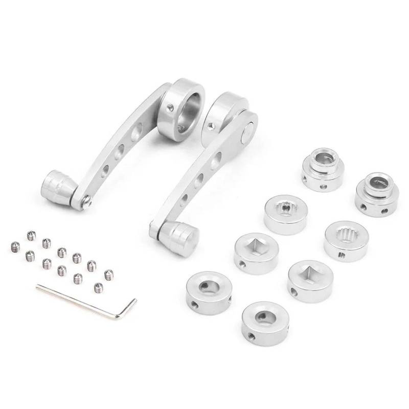 Elektrisch Fensterheber Vorne Links 1Set Universal Auto Fenster Griff Wickler Riser Ersatz Wickler Kurbel Riser Fenster Griffe Aluminium Legierung(Silber) von MINIKS