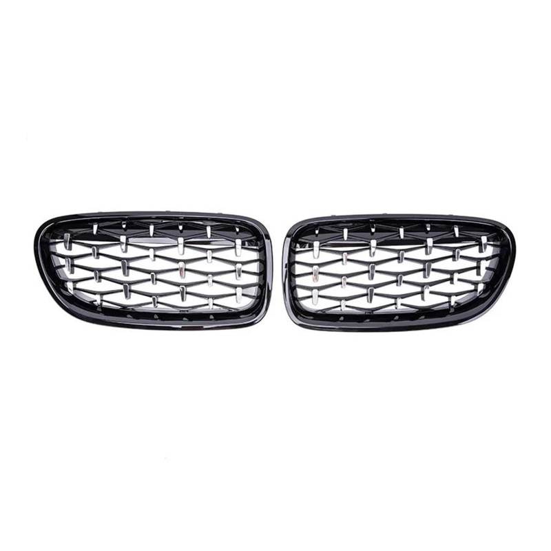 Kühler Auto Front Niere Stoßstange Grill Für 5 Series F10 F11 F18 520 523 525 530i M5 2010-2017 Gitter Diamant Stil Racing Grille Kühlergrill(Black and Silver) von MINIKS