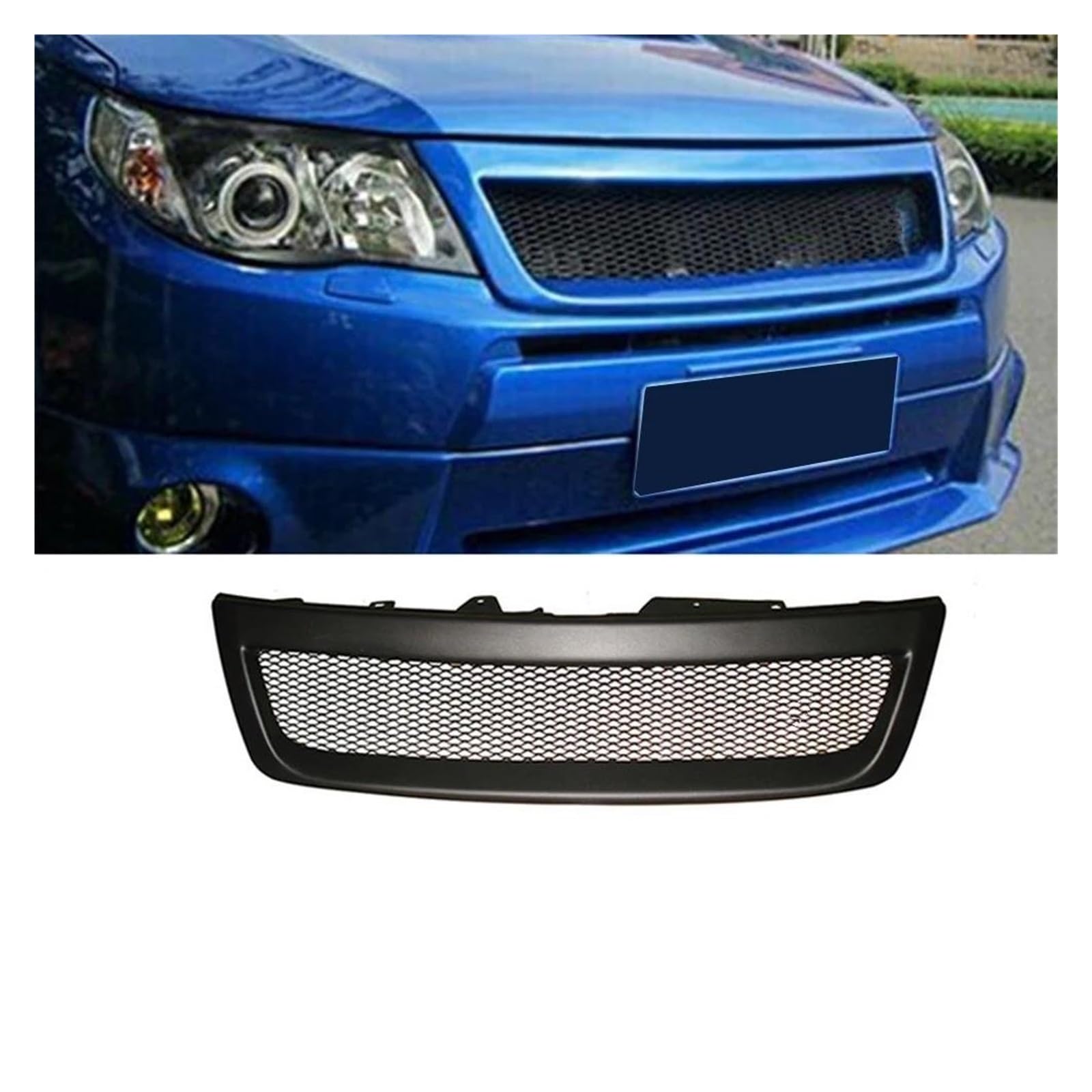 Kühler Frontstoßstange Mesh Grille Sti Für Subaru Für Forester 2009 2010 2011 2012 Tuning Upgrade Racing Grille Abdeckung Bodykit Zubehör Kühlergrill(Glossy Black) von MINIKS