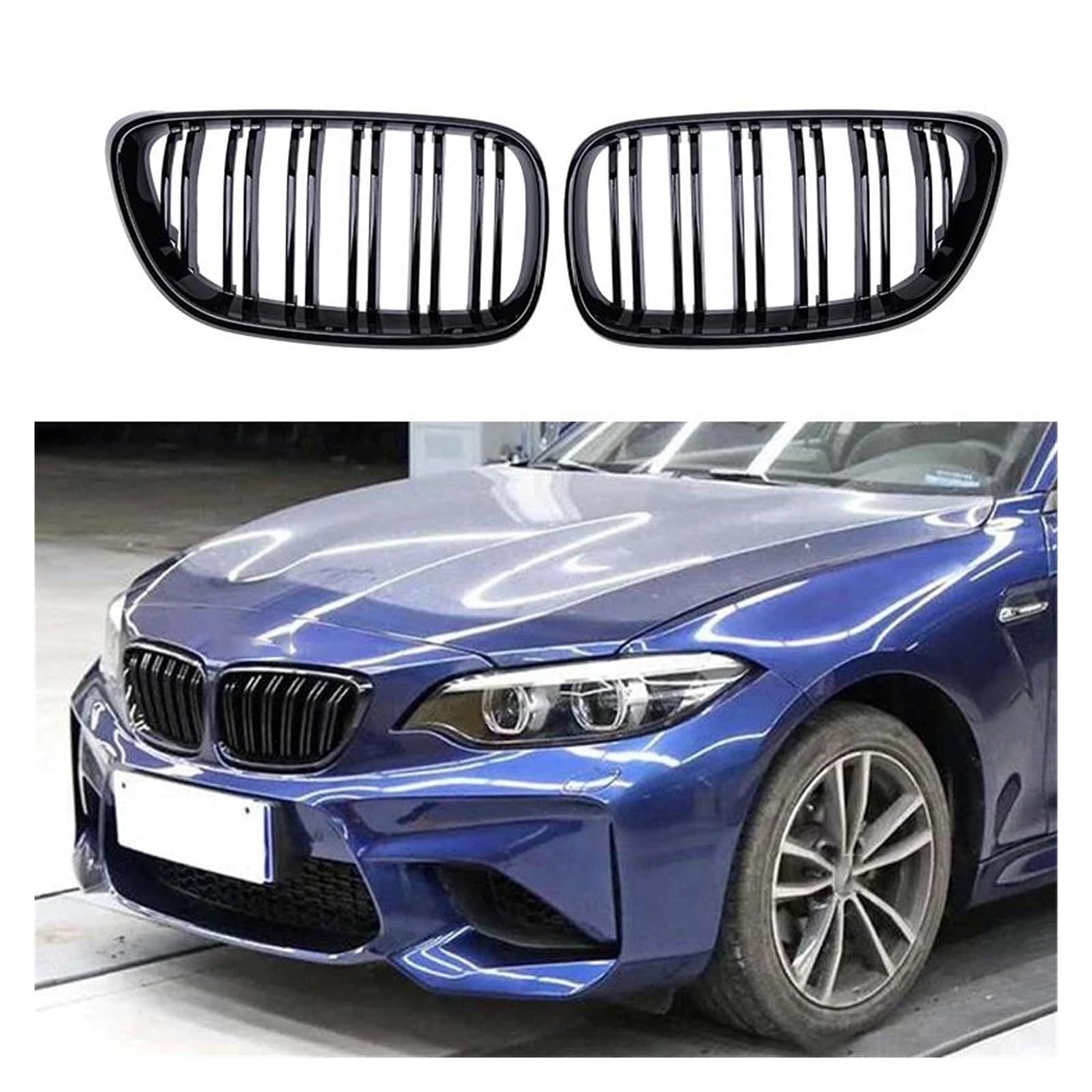 Kühler Für 2er F22 F23 F87 M2 2014-2018 Auto Frontstoßstange Nierengrill Gitter Auto Styling Racing Grills Glanz Schwarz Zubehör Kühlergrill von MINIKS