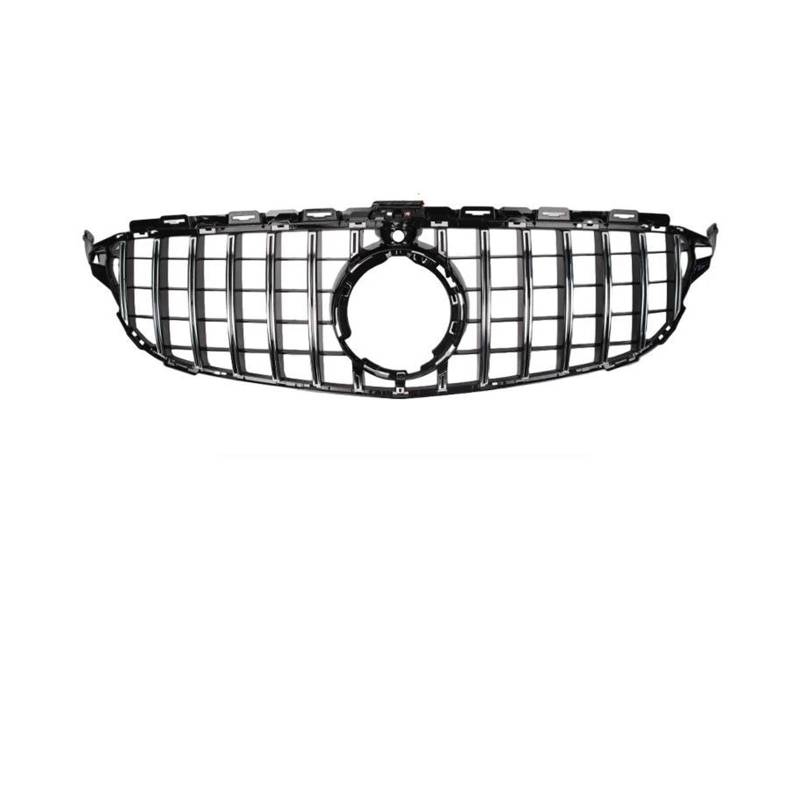 Kühler Für Benz C W205 S205 C205 C180 C200 C260 C300 2014-2021 GT Stil Kühlergrill Racing Grill Mesh Tuning Zubehör Kühlergrill(19-21Silver with Cam) von MINIKS