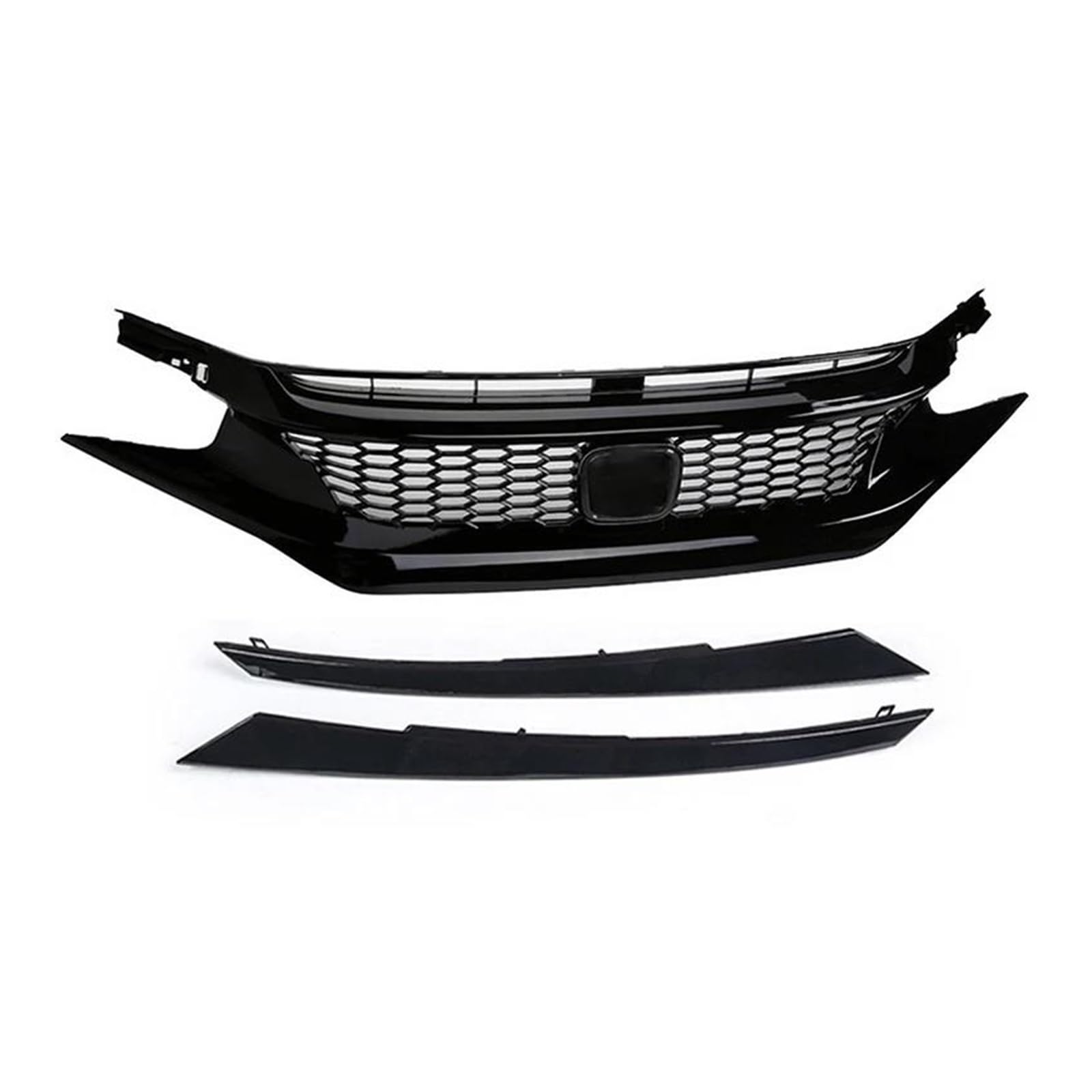 Kühler Für Civic 10th Gen 2016-2021 Auto Grid Splitter Oberen Stoßfänger Haube Mesh Grills Außen Schwarz Front Grille Racing Grill Net Kühlergrill(16-18 Type 2) von MINIKS