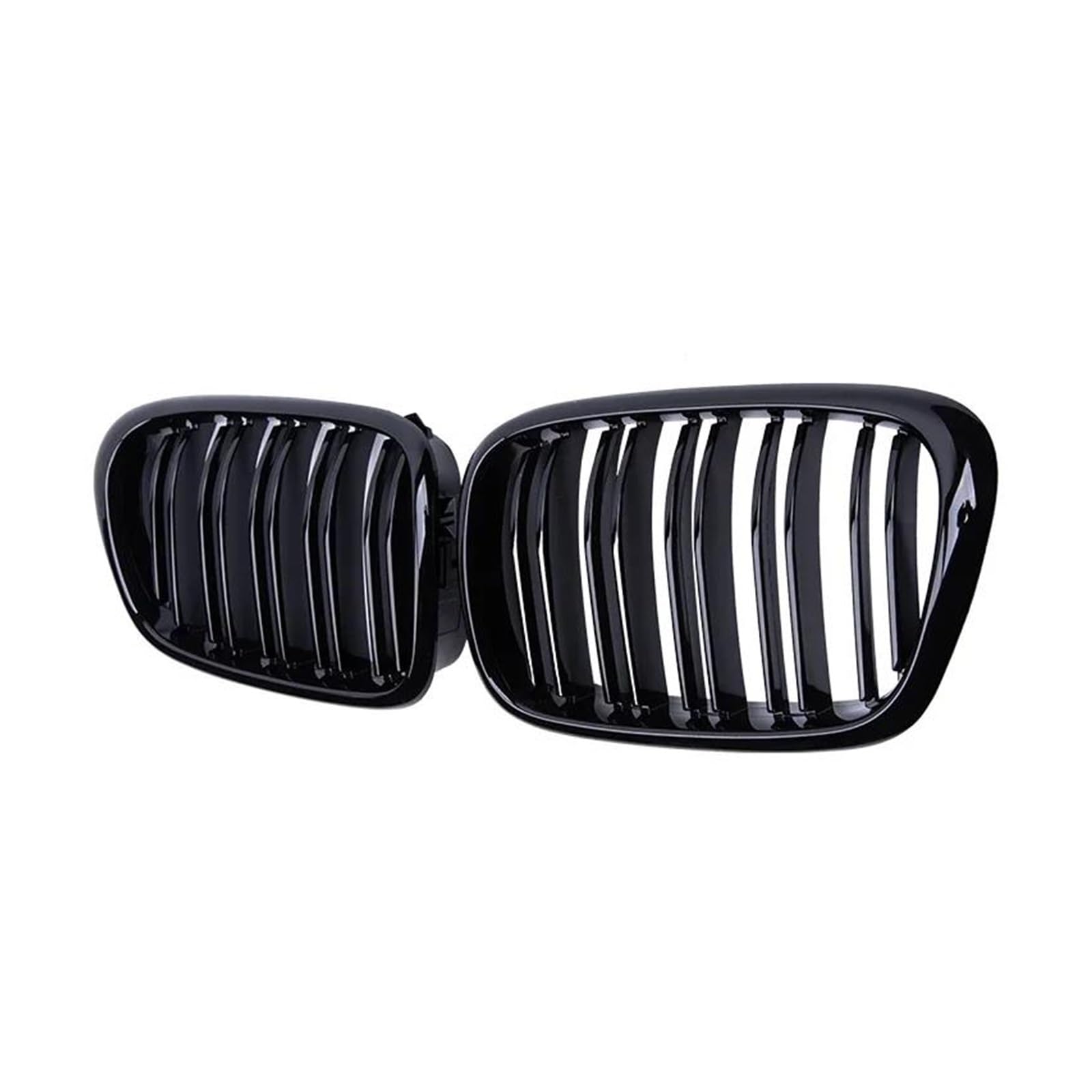 Kühler Für E39 5er 525 528 1999-2003 Schwarz Glänzend Auto Frontstoßstange Haube Nieren Racing Grill Dual Lamellengitter Kühlergrill von MINIKS