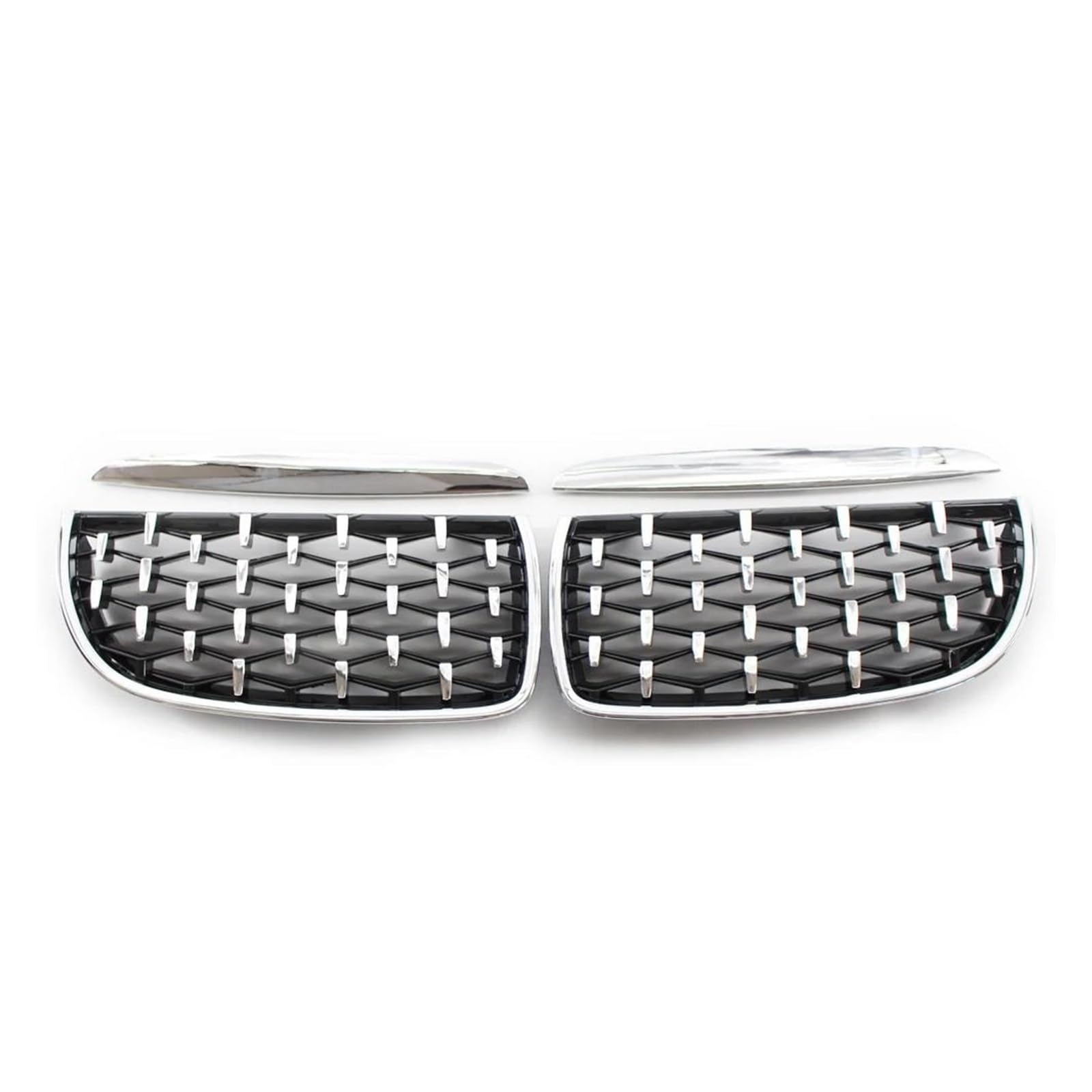 Kühler Für E90 E91 318i 320i 325i 3er-Serie 2005–2012 Front-Nieren-Ersatzgitter EIN Auto-Renngrill Im Diamant-Stil Kühlergrill(All Silver 05-08) von MINIKS