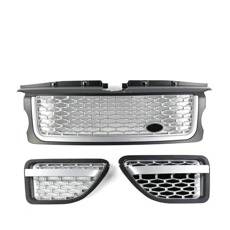 Kühler Für Land Für Rover Für Range Für Rover Für Sport 2005-2009 L320 ABS Auto-Styling Auto Frontstoßstangengrill Grillgitter Für Autokühler Kühlergrill(Gray Sliver Set) von MINIKS