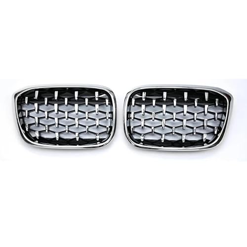 Kühler Paar Auto-Frontstoßstangengrill Für X3 X4 G01 G08 G02 2017-2021 Autozubehör Diamantgrills Meteor Style Ersatzgrill Kühlergrill(All Silver) von MINIKS