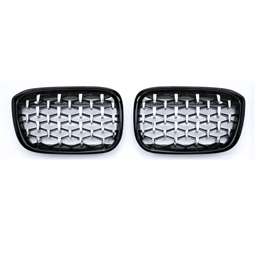 Kühler Paar Auto-Frontstoßstangengrill Für X3 X4 G01 G08 G02 2017-2021 Autozubehör Diamantgrills Meteor Style Ersatzgrill Kühlergrill(Silver and Black) von MINIKS