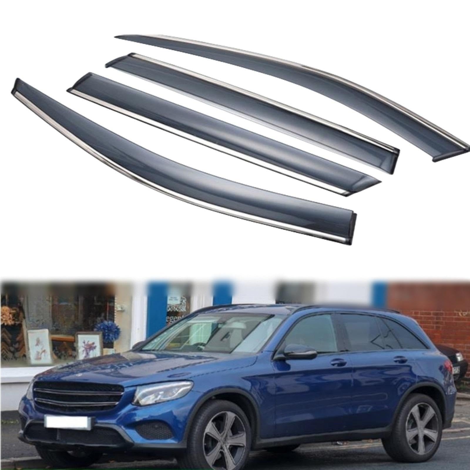 MINIKS 4 Stück Auto Windabweiser Für Benz GLC-Class X253 C253 GLC200 220 250 300 350 2016-2019, Auto Seitenfensterabweiser Auto Autofenster Windabweiser Wind Regenabweiser Visier ZubehöR von MINIKS