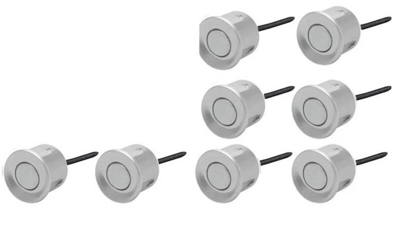 Vorne Hinten Parksensor Multi-Radar-Parksensor-Kit LCD-Farbdisplay Mit Hintergrundbeleuchtung, Rückfahrüberwachungs-Detektorassistent, 8 Sensoralarm Einparkhilfesensor(Silber) von MINIKS