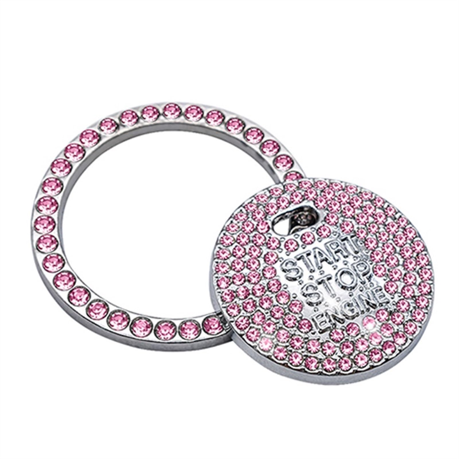 Auto knopf Abziehbilder Zubehör Auto Bling Dekorative Auto Start Schalter Knopf Aufkleber Ring Kreis Aufkleber Abdeckung Trim Silber Rosa Auto Teile Auto Dekoration(color1) von MINJKL