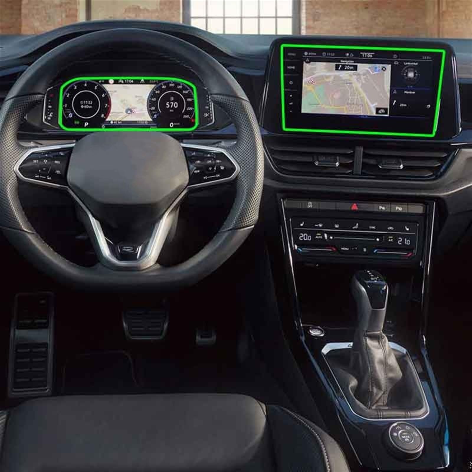 MINJKL 9,2 Zoll Kompatibel Mit T-ROC 2022, Auto-GPS-Navigation, Gehärtetes Glas, Displayschutzfolie, Auto-Innenraum-Anti-Fingerabdruck-Folie Folie für Autonavigation(GPS and Dash Board) von MINJKL