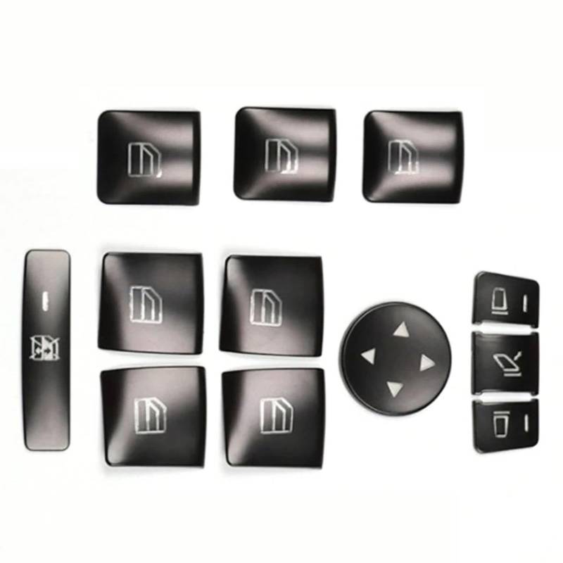 MINJKL Autoknopf-Aufkleber-Set Kompatibel Mit Benz Für C-Klasse W204 2008 2009 2010 2011 2012 2013 2014 Autotür-Armlehnen-Fensterschalter-Knopfabdeckung Aufkleberzubehör von MINJKL