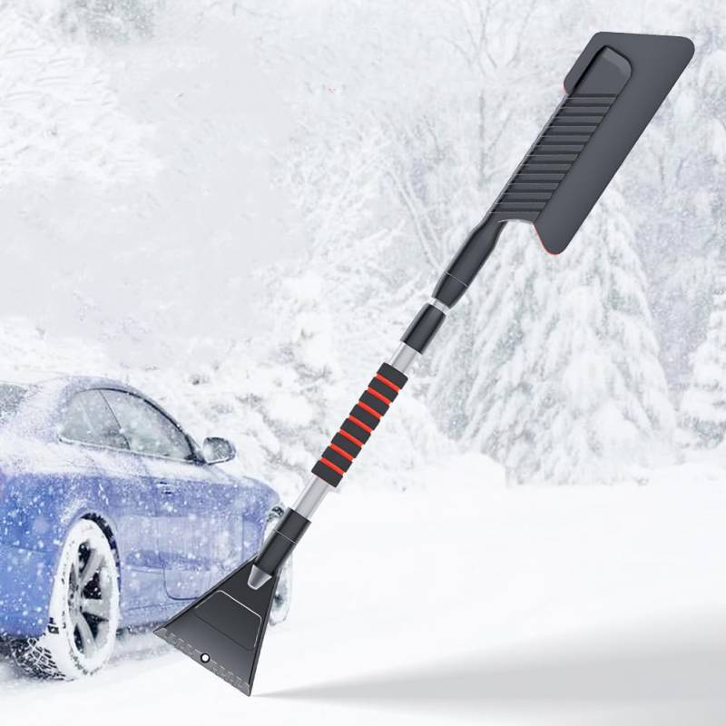 MIOLOE Auto Eiskratzer, 102 cm Windschutzscheibenschaber Auto-Schnee-Bürste Ausziehbarer Schneeentferner mit Schaumstoffgriff Auto-Winter-Zubehör für Auto, SUV, LKW (Rot) von MIOLOE