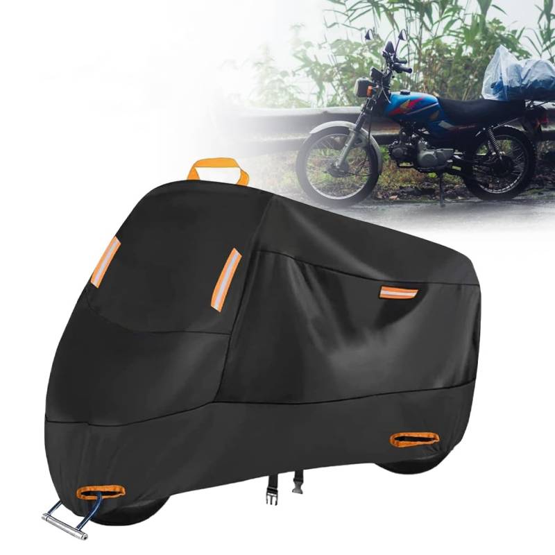 MIOLOE Universal Motorrad Abdeckung wasserdichte Outdoor 210D Oxford Tuch Regen Schnee UV Schutz Die ganze Saison Schutz Extra große Motorrad Abdeckung mit Lock Löcher (L-220X95X110CM) von MIOLOE