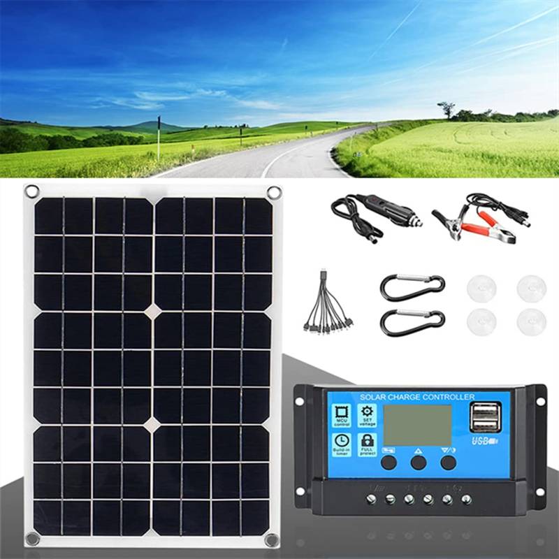 Mioloe 300W Solarpanel Set mit 100A Controller 12V Batterieladegerät Dual USB Solar Board IP65 Wasserdicht für Auto Wohnmobil Boot Outdoor Telefon (01) von MIOLOE