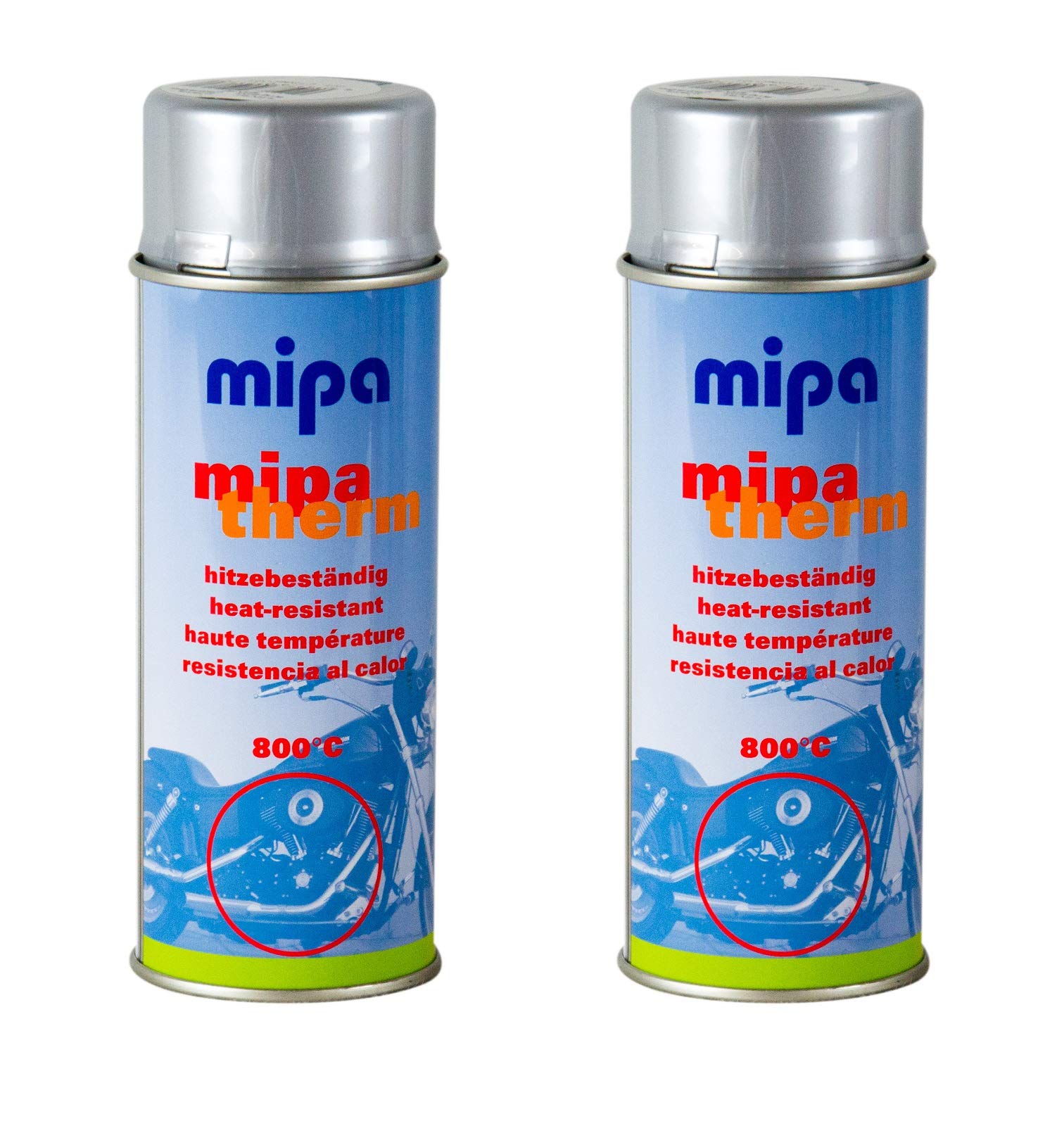 2x MIPA Mipatherm Silber Thermolack Ofenlack hitzebeständig bis 800°C 400 ml von MIPA