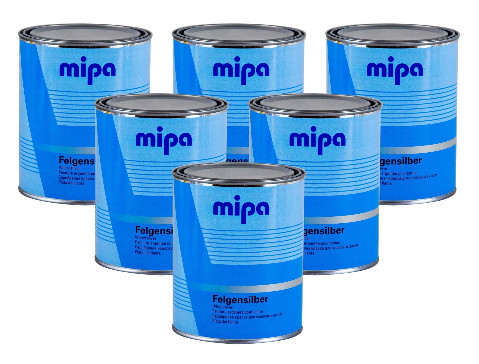 6x MIPA Felgensilber Autofelgenlack Felgenlack silber Einschicht-Lack 1 L Liter von MIPA