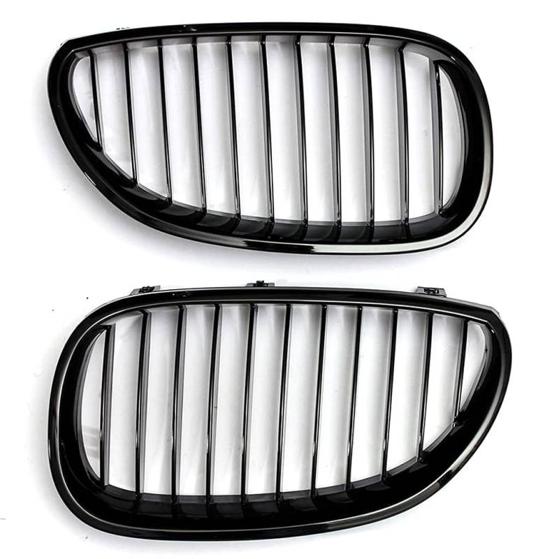 Kühlergrill Gitter Grill Ersatz Auto Nieren Doppelsteg Sport für BMW 5er E60 E61 M5 2003-2009 Glanz Schwarz 51712155446,51712155447 von MIRTHBUY