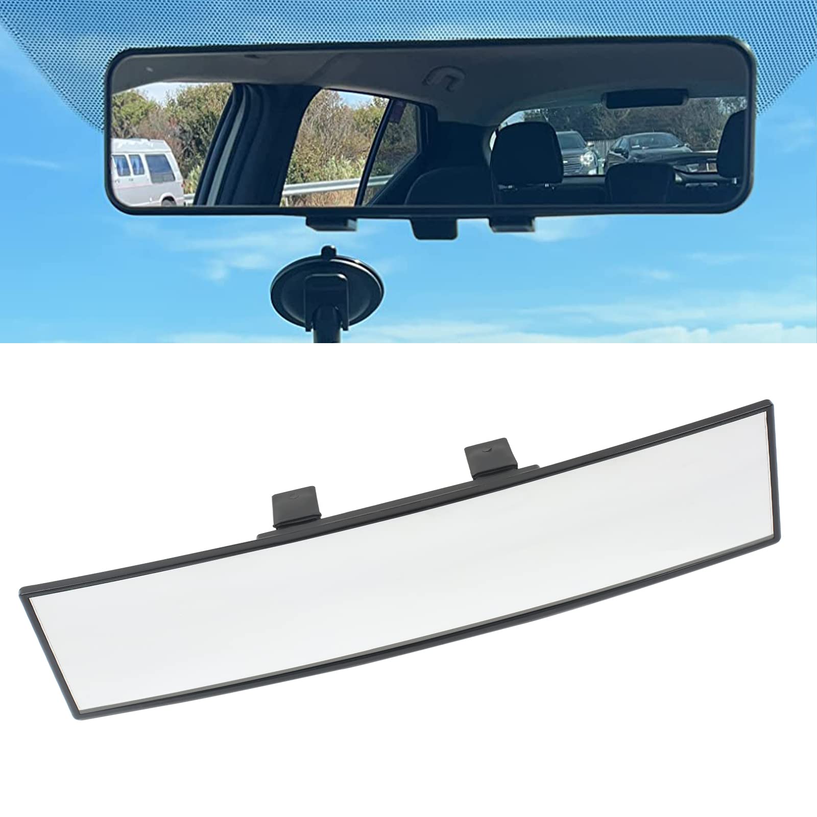 MIRTHBUY Auto Rückspiegel Universal, Auto Panorama Innenspiegel, 11.81" x 3.1"(30 cm x 7.8 cm), Rückspiegel Clip auf Auto Spiegel, für Autos, SUVs, LKWs von MIRTHBUY