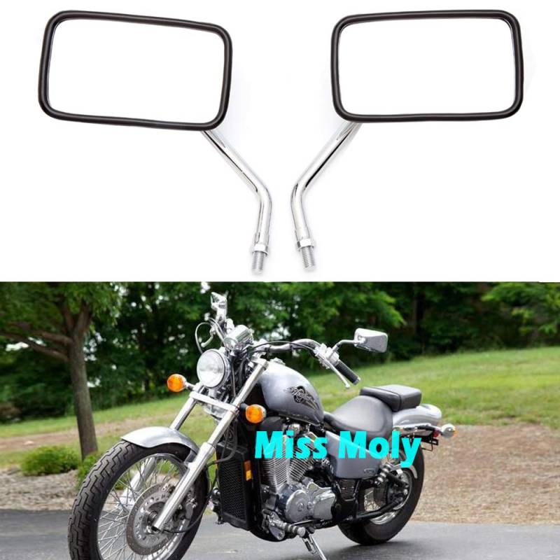 10mm Motorrad Spiegel, Chrome M10 Rückspiegel für Shadow VTX Boulevard Vulcan Intruder Scooter(Chrom#2) von MISS MOLY