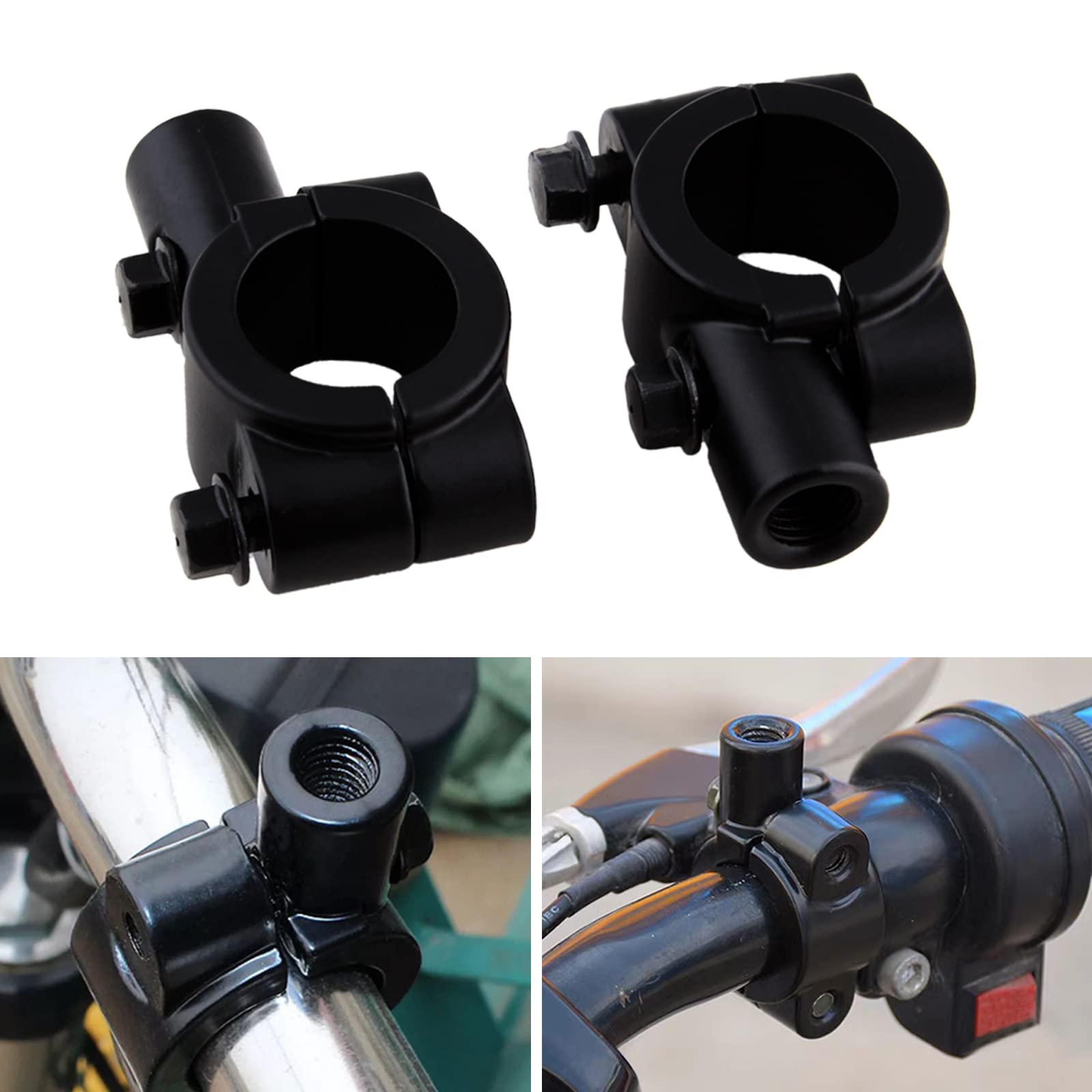 2x Universal 10mm Motorrad Spiegelhalter Adapter, 7/8" Lenker Spiegelhalter Clamp Für Cruiser Scooter ATV Sport Bike von MISS MOLY