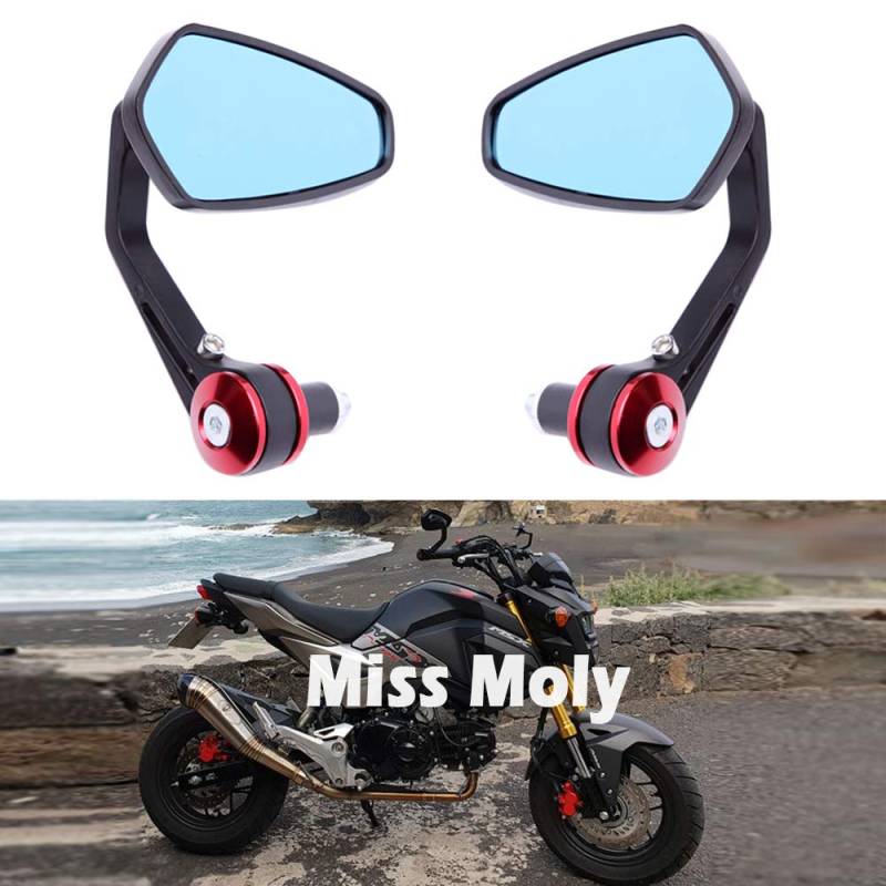 7/8 "22mm Motorrad Lenkerendspiegel Aluminiumlegierung Seitenspiegel für Cruiser Scooter Street Bike-Rot von MISS MOLY