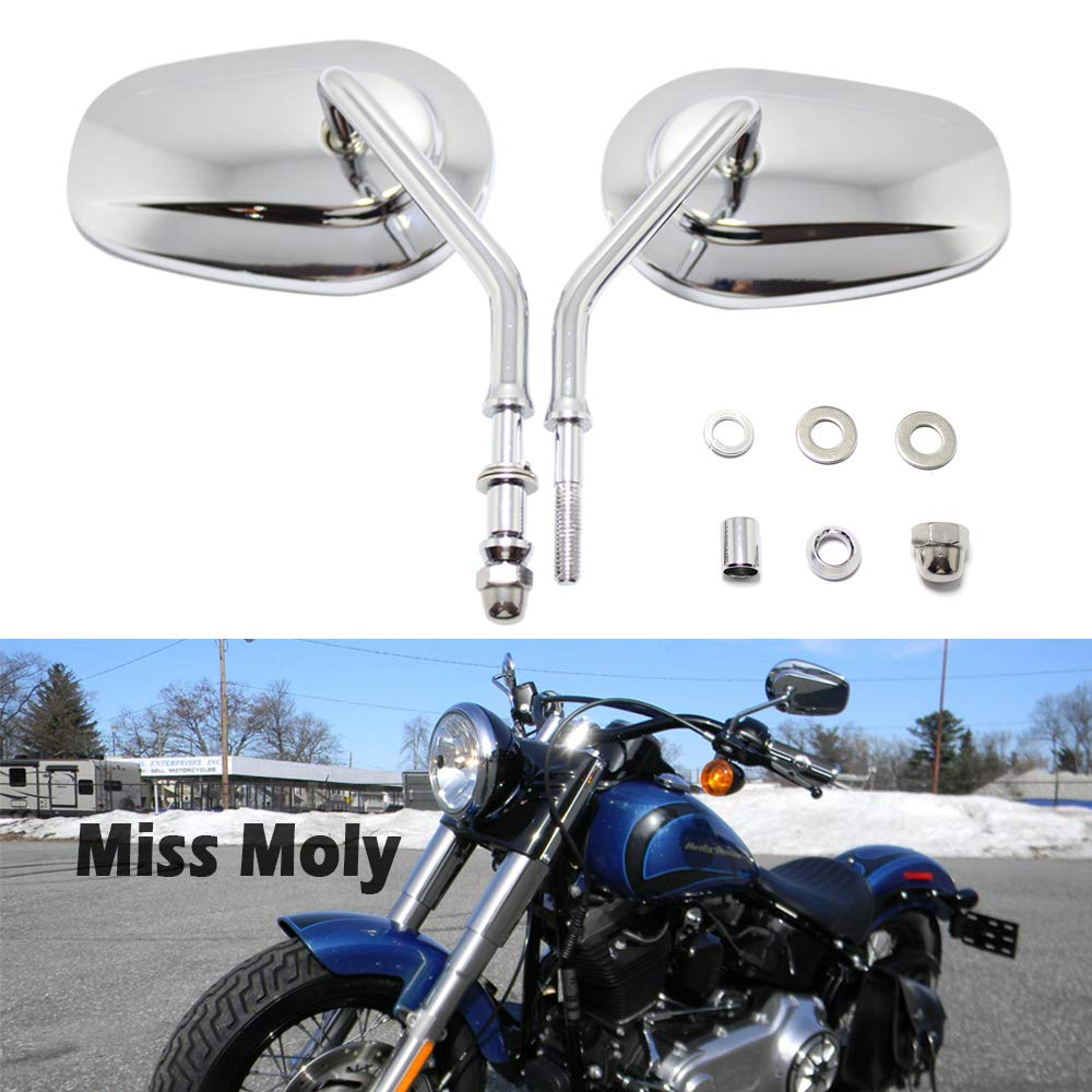 8mm Motorrad Seitenspiegel für Sportster 1200 XL883 Dyna Softail Road Glide(#2-Chrom) von MISS MOLY