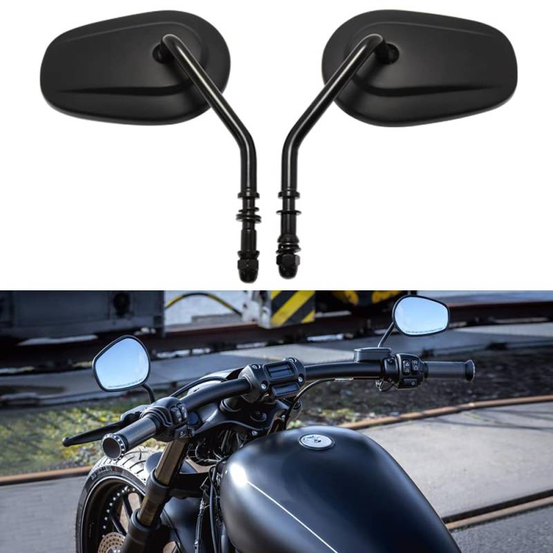 8mm Motorrad Seitenspiegel für Sportster 1200 XL883 Dyna Softail Road Glide(#2-Schwarz) von MISS MOLY