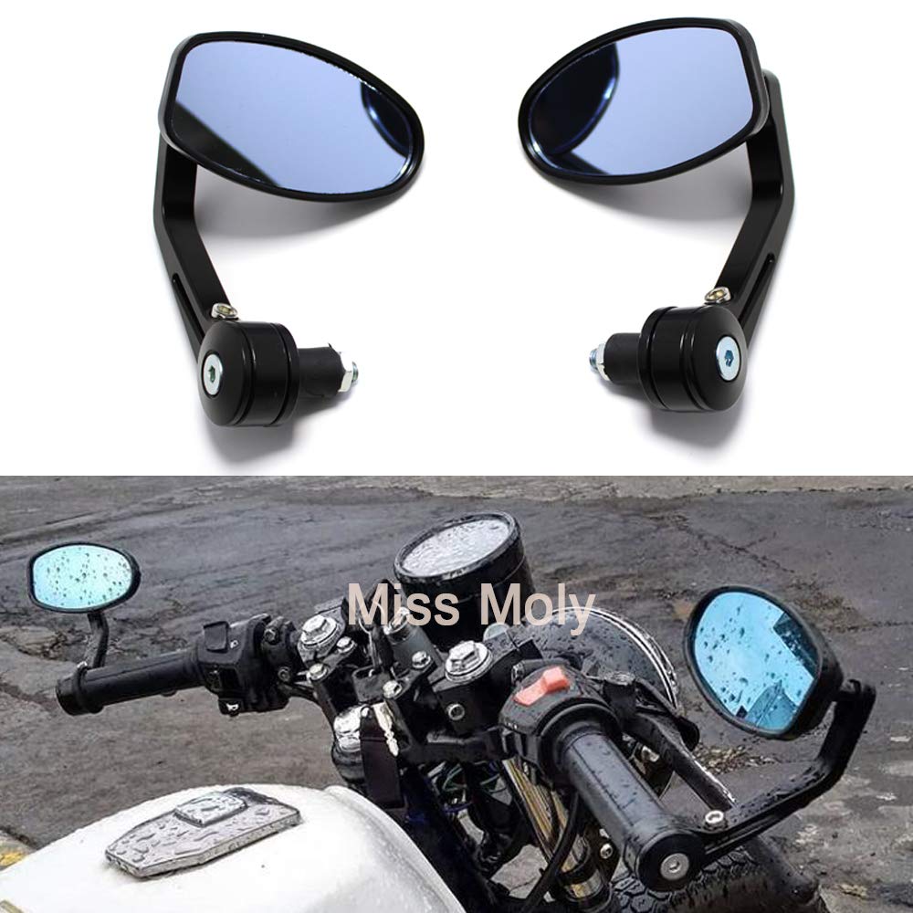 Motorrad Seitenspiegel 7/8 "22mm Lenkerendspiegel für Scooter Cruiser Chopper-Schwarzes von MISS MOLY