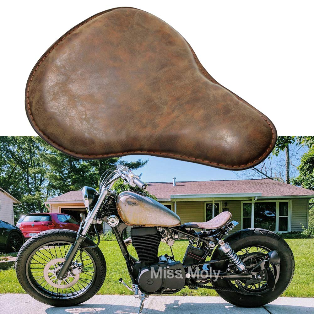 Retro Motorrad Leder Sitzpolster Sattel Solo Seat für Sportster Chopper Bobber von MISS MOLY