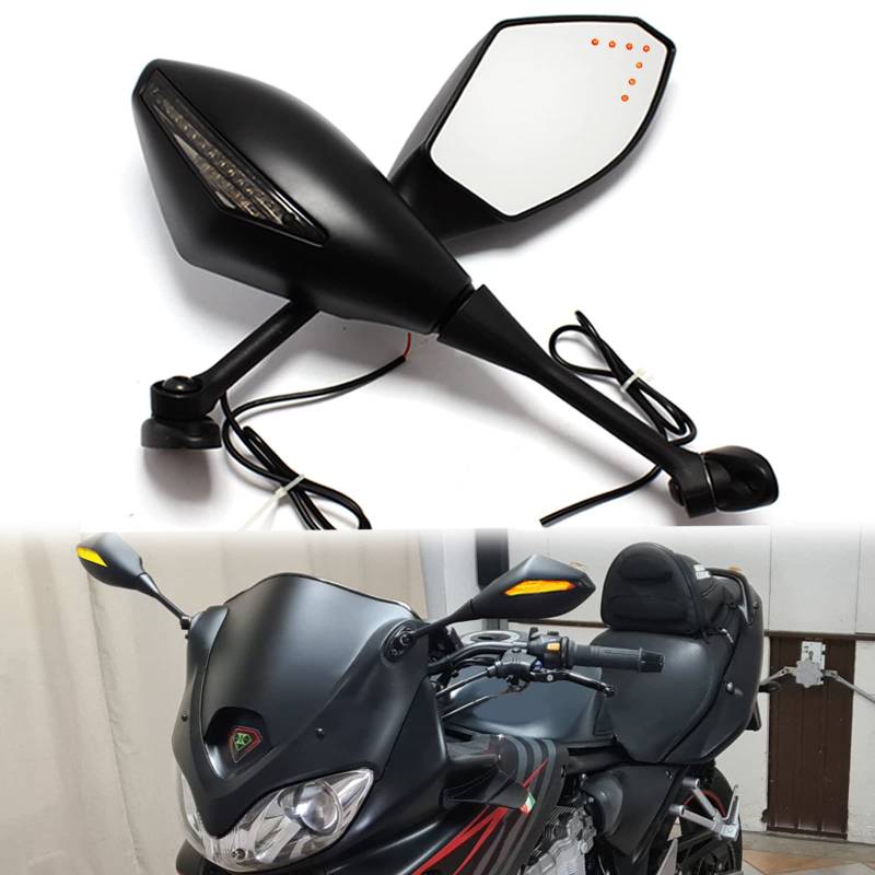 Schwarz Motorrad Signal Licht anmachen Spiegel mit LED-Pfeil für CBR GSXR CBR300R 600RR 1000RR(MattSchwarz + Rauchglas) von MISS MOLY