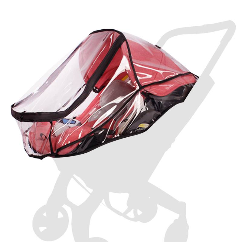 MIVAIUN Universal Komfort Regenschutz für Kinderwagen/Babywannen Einfache Handhabung, Transparent, für 3 Rad Wagen, Shopper Buggys, Universal-Regen-Verdeck für Kinderwagen (Schwarz) von MIVAIUN