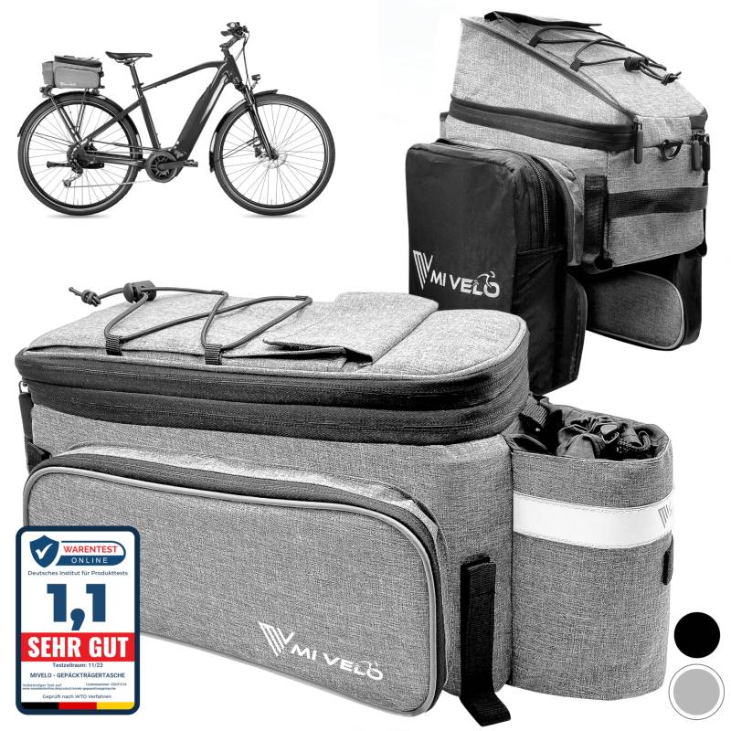 MIVELO - Fahrradtasche für Gepäckträger - Gepäckträgertasche Fahrrad - erweiterbar auf 20L - wasserabweisend - 20L grau von MIVELO