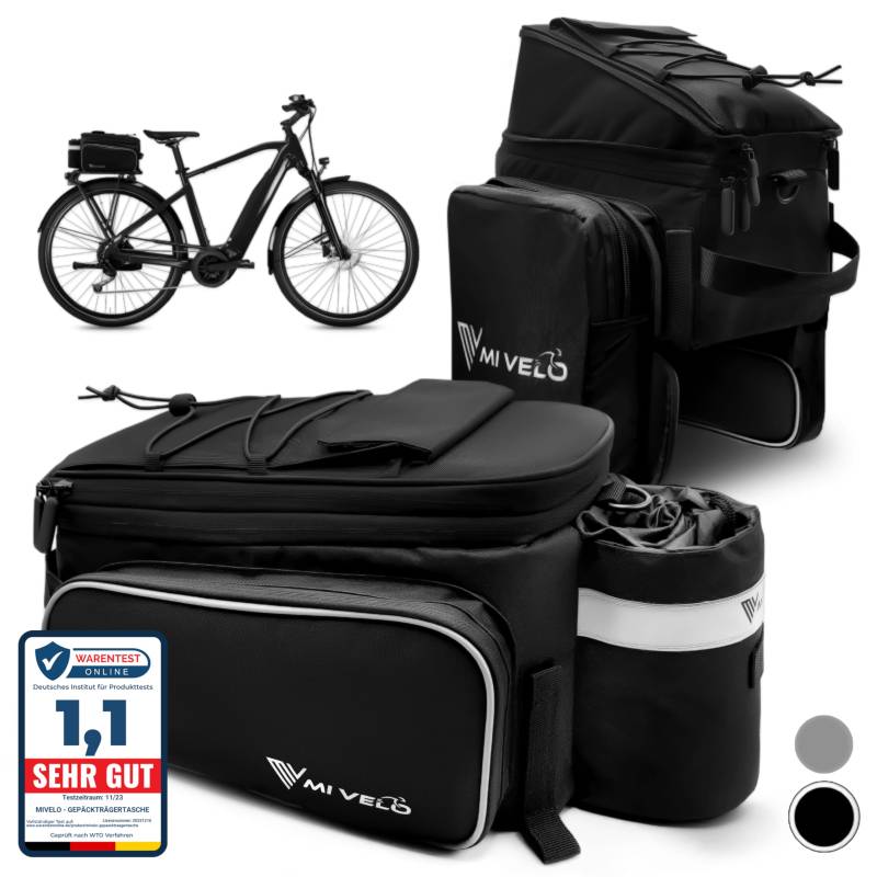 MIVELO - Fahrradtasche für Gepäckträger - Gepäckträgertasche Fahrrad - erweiterbar auf 20L - wasserabweisend - 20L schwarz von MIVELO