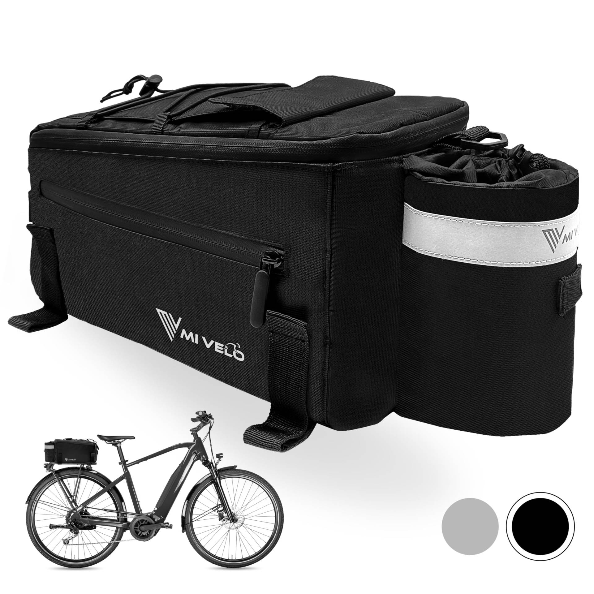MIVELO - Fahrradtasche für Gepäckträger - Kühltasche Fahrrad - isolierte Gepäckträgertasche - wasserabweisend - 10L - schwarz von MIVELO