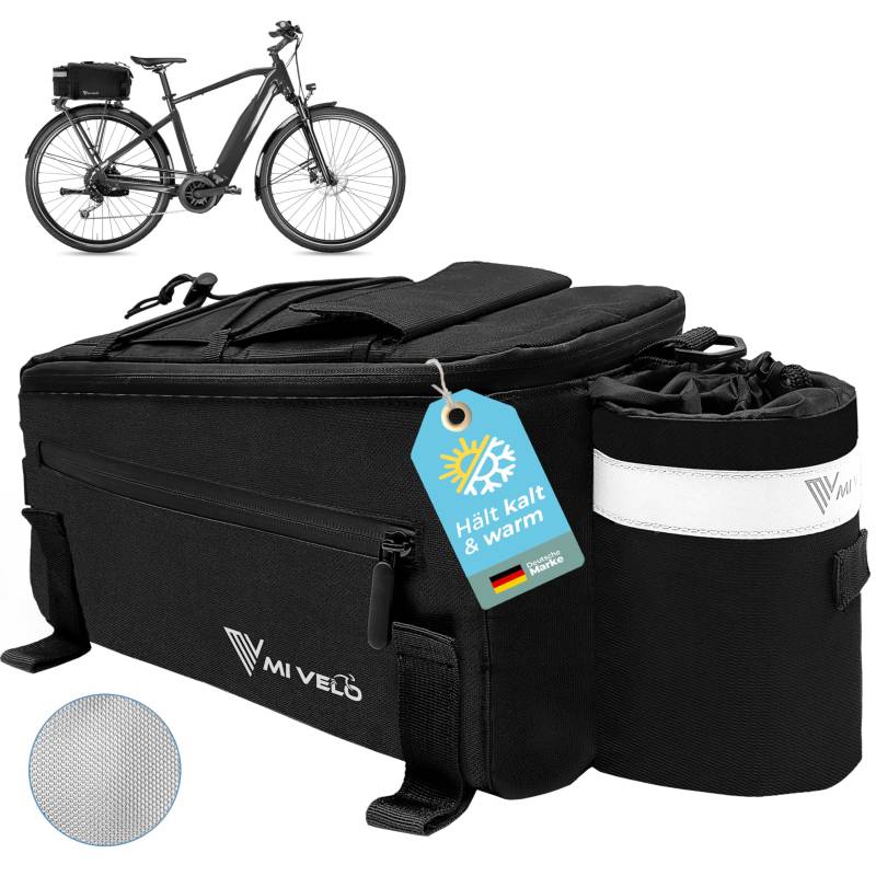 MIVELO - Fahrradtasche für Gepäckträger - Kühltasche Fahrrad - isolierte Gepäckträgertasche - wasserabweisend - 10L - schwarz von MIVELO