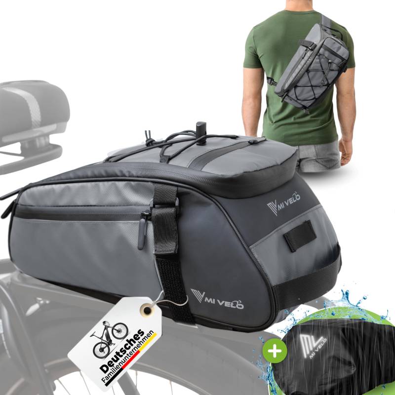 MIVELO 3in1 Gepäckträgertasche Umhängetasche I Fahrradtasche für Gepäckträger 9L I wasserdicht und reflektierend I Fahrradtasche, Tragetasche und Umhängetasche I Gepäckträgertasche Fahrrad von MIVELO