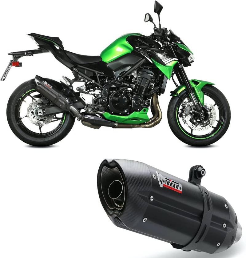 Auspuff Mivv SLIP-ON schwarz mit Carbon Standard Kompatibel mit KAWASAKI Z900 2020 > 2021 Euro4 > Euro5 von MIVV