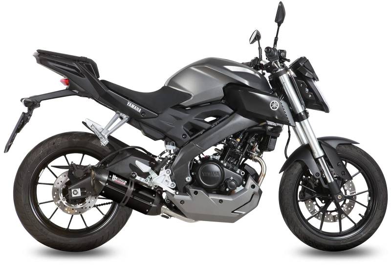 MIVV Auspuff komplett aus Edelstahl schwarz kompatibel mit Yamaha MT-125 mt125 2015 2016 2017 2018 2019 von MIVV