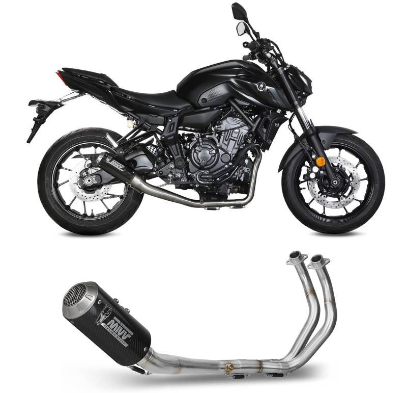 MIVV kompletter Auspuff mk3 Carbon kompatibel mit Yamaha MT07 mt-07 2014 2015 2016 2017 2018 2019 2020 2021 von MIVV