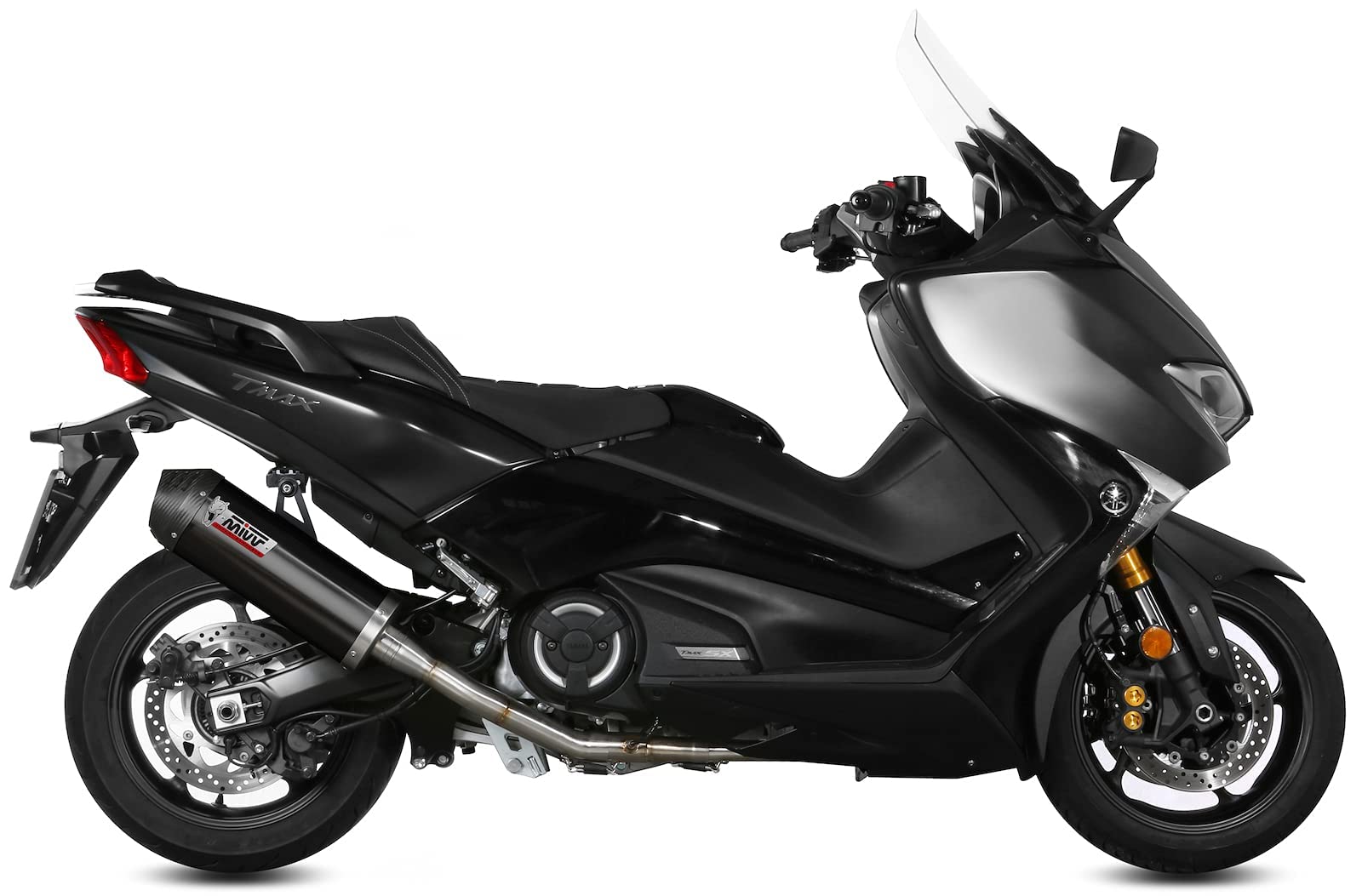 MIVV Kompletter Auspuff oval schwarz kompatibel mit Yamaha t-max tmax 530 2017 2018 2019 von MIVV