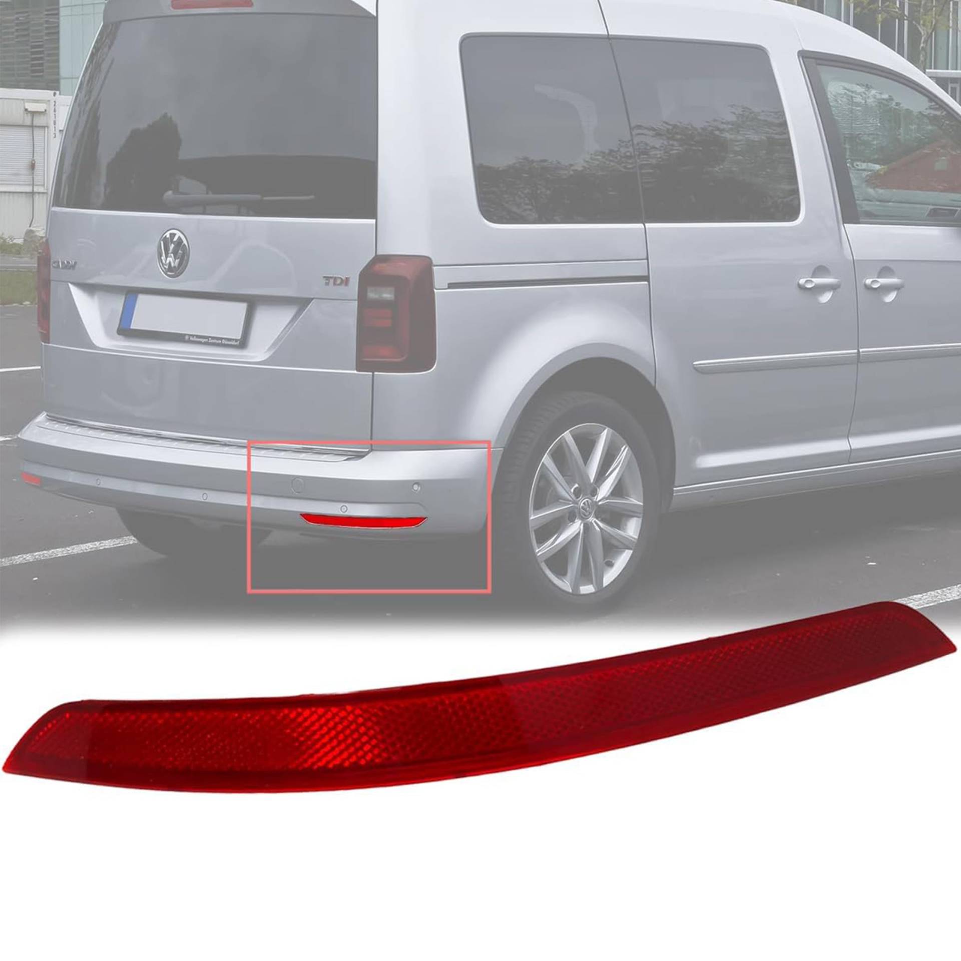 MKAREPART Rückstoßstange Reflektor rote Linse rechte Seite kompatibel mit VW Caddy MK4 IV 2015-2020 2K5945105D, 2K5945105B (rechte Seite) von MKAREPART