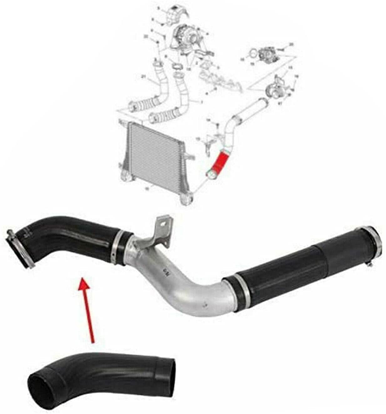 MKAREPART Turbo-Ladeluftkühler-Schlauch, kompatibel mit Opel Antara Chevrolet Captiva 2011-on, 95383819 (links_unten) von MKAREPART