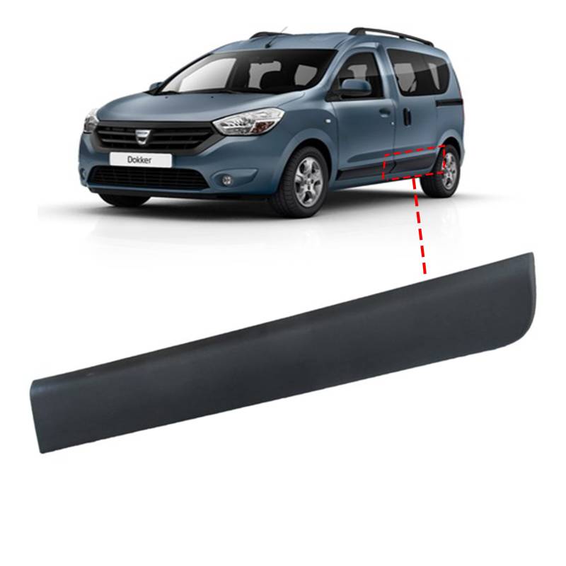 MKAREPART Zierleiste Außenverkleidung Leiste Spoiler Hinten Links Kompatibel mit Dacia Dokker 2012- 828773692R, 828775691R (Hinten Links) von MKAREPART