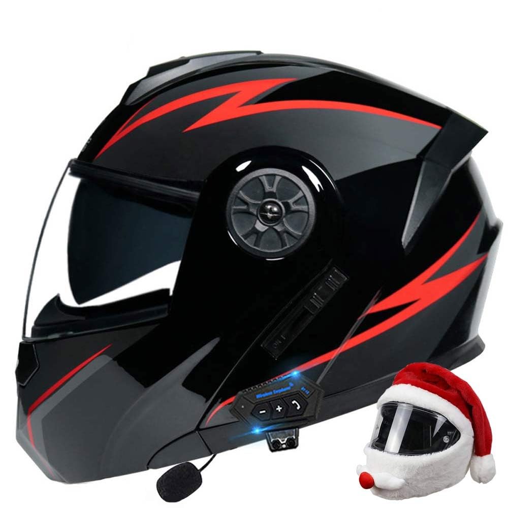 Bluetooth Modularer Motorradhelm, Full Face Flip Up Anti-Fog Doppel Visier Eingebauter Dual Lautsprecher Mit Mikrofon Für Erwachsene Männer Und Frauen von MKDSUH